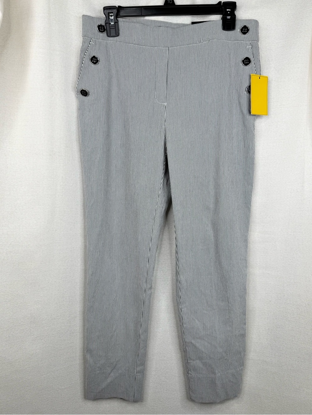 Jules & Leopold Pants Womens Size L Gray White Pinstripe Slim Ankle Length